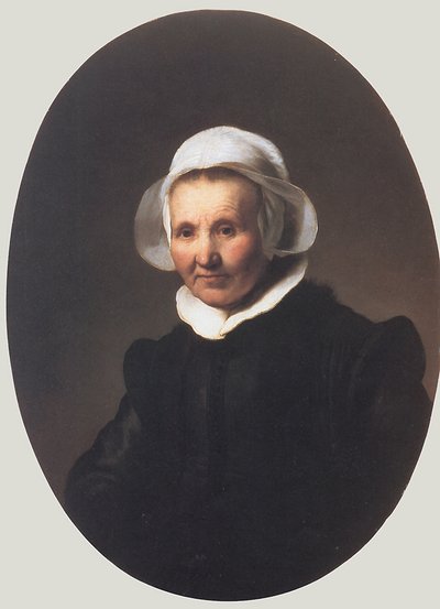 Portrait of a Lady in Black Costume and a Cap and Collar by Rembrandt van Rijn
